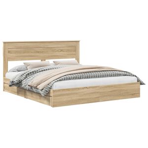vidaXL Lit de Rangement Ch&ecirc;ne Sonoma 180 x 200 cm Bois d'ing&eacute;nierie