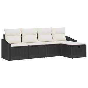 vidaXL Ensemble de Canap&eacute;s avec coussin avec stockage Noir polyrotin