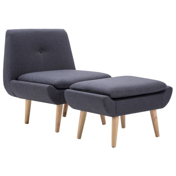 vidaXL Fauteuil sans accoudoirs avec repose-pied gris fonc&eacute; tissu