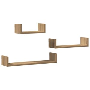 vidaXL &Eacute;tag&egrave;res murales 3 pcs ch&ecirc;ne artisanal bois d'ing&eacute;nierie