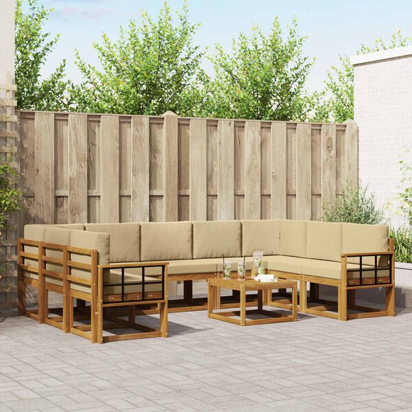 vidaXL Ensemble de canap&eacute;s d'ext&eacute;rieur 10 pcs Naturel et Beige
