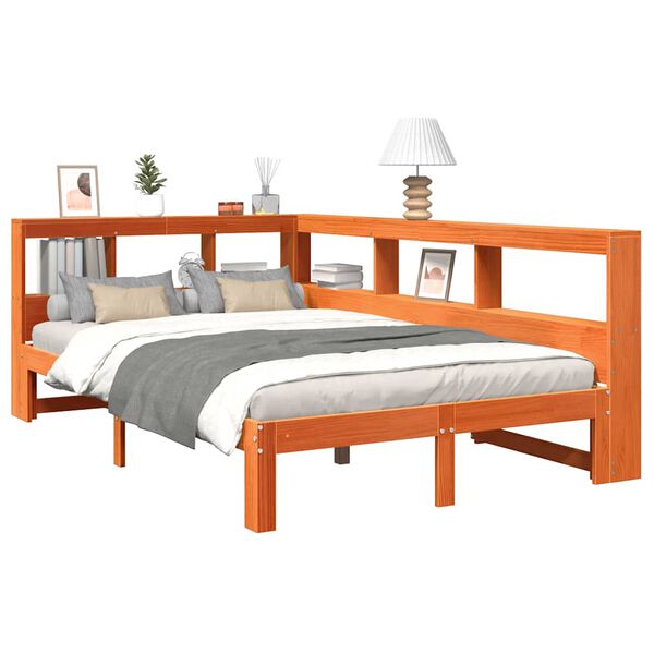 vidaXL Lit biblioth&egrave;que sans matelas cire marron 120x190cm pin massif