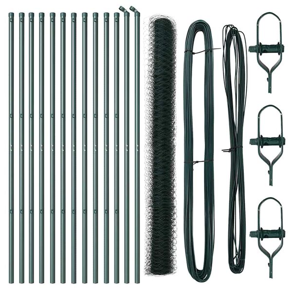 vidaXL Poteau de cl&ocirc;ture. Vert 25 x 1,6 m (maille de 50 mm)