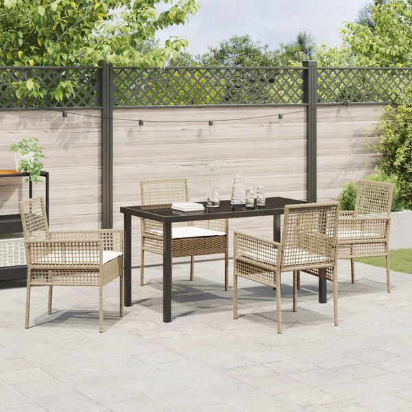 vidaXL Ensemble de salle &agrave; manger pour jardin 5 pcs Beige polyrotin
