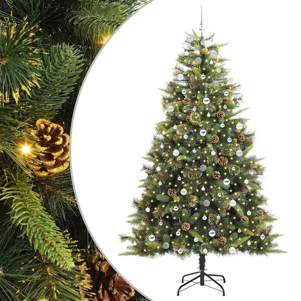 vidaXL Sapin de No&euml;l artificiel avec branches pliables et c&ocirc;nes 240 cm