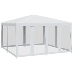 vidaXL Tente de f&ecirc;te avec 8 parois lat&eacute;rales en maille blanc 4x4m PEHD