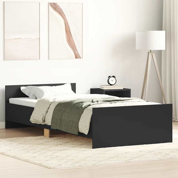 vidaXL Cadre de lit sans matelas noir 75x190 cm bois ing&eacute;nierie
