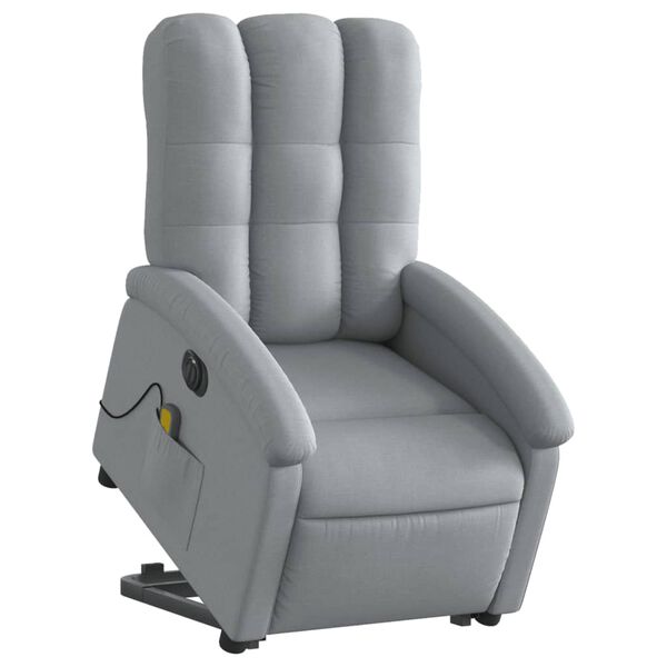 vidaXL Fauteuil inclinable de massage &eacute;lectrique Gris clair Tissu