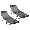 vidaXL Chaise longue pliante 2 pc Textil&egrave;ne Noir