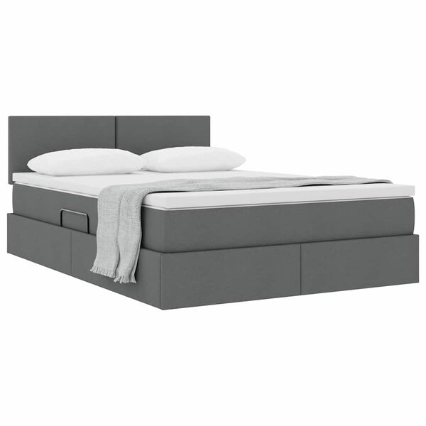 vidaXL Lit avec rangement et matelas Gris fonc&eacute; 140 x 190 cm