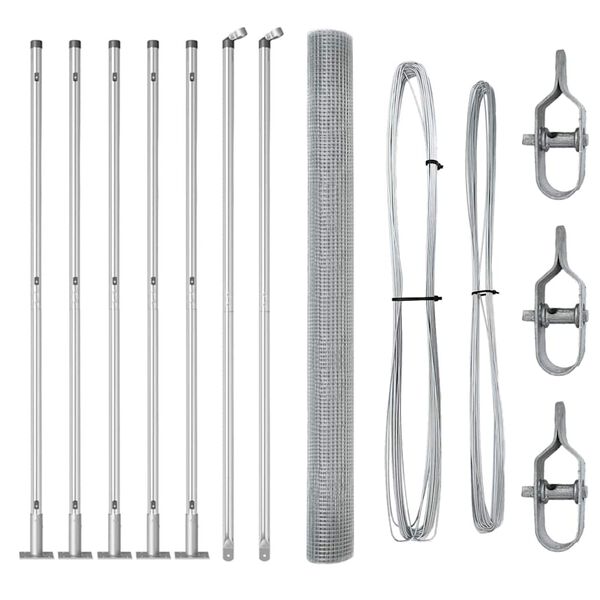 vidaXL Poteau de cl&ocirc;ture. Argent&eacute; 10 x 1,5 m (treillis 19 x 19 mm)