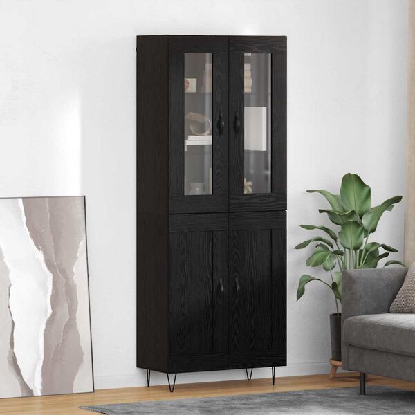 vidaXL Haut Armoire Ch&ecirc;ne noir 69,5 x 34 x 90 cm Bois d'ing&eacute;nierie