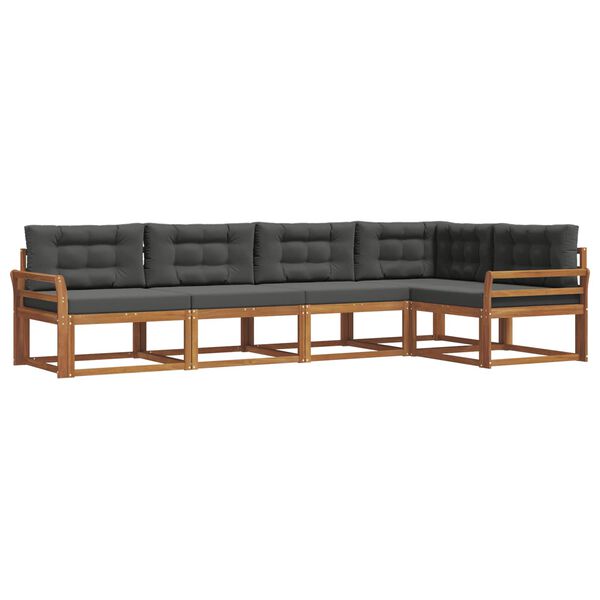 vidaXL Ensemble de canap&eacute;s d'ext&eacute;rieur 5 pcs Naturel et Anthracite