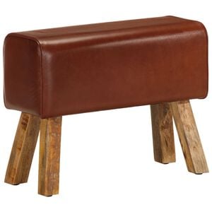 vidaXL Banc saut de cheval 58 cm marron cuir v&eacute;ritable et manguier