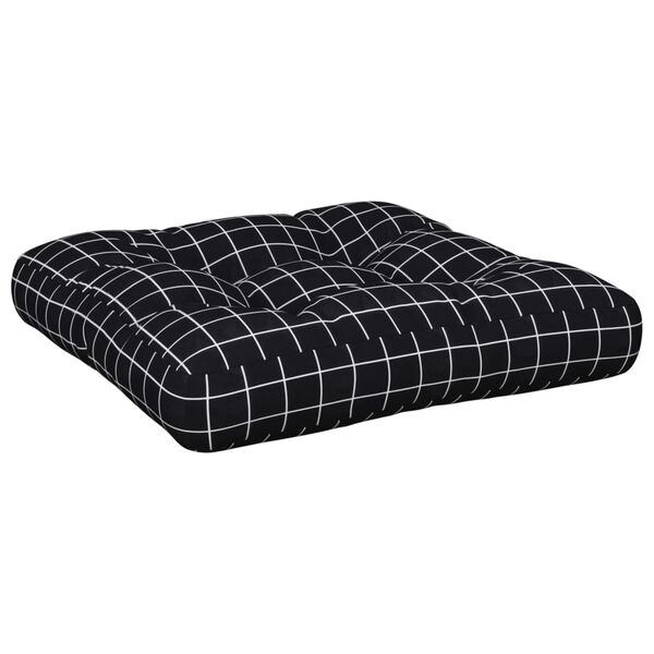 vidaXL Coussin de palette motif &agrave; carreaux noir 60x60x12 cm tissu
