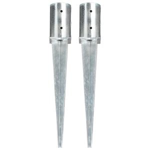vidaXL Piquets au sol 2 pcs Argent&eacute; 8x61 cm Acier galvanis&eacute;