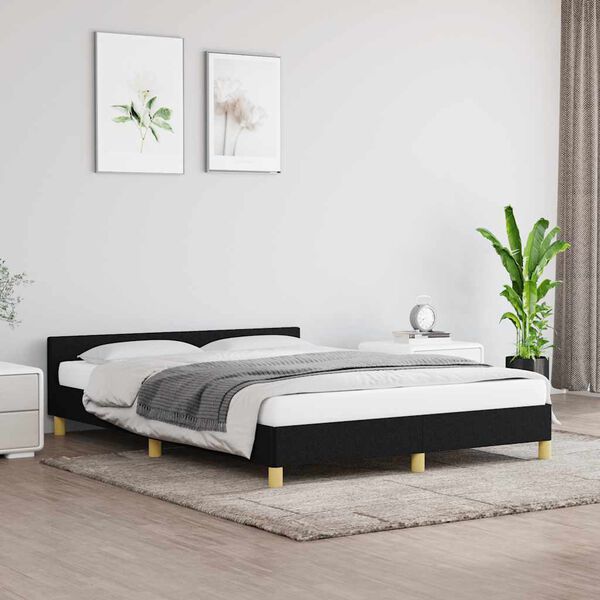 vidaXL Cadre de lit sans matelas noir 140x190 cm tissu