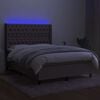 vidaXL Sommier &agrave; lattes de lit matelas et LED Taupe 140x190 cm Tissu