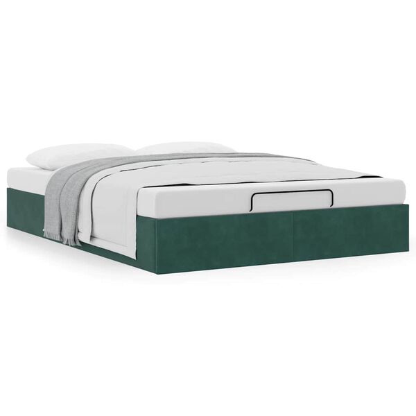 vidaXL Cadre de lit ottoman sans matelas vert foncé 140x190 cm velours