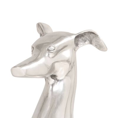 vidaXL Sculpture de chien de chasse Aluminium 25x17x67 cm Argenté