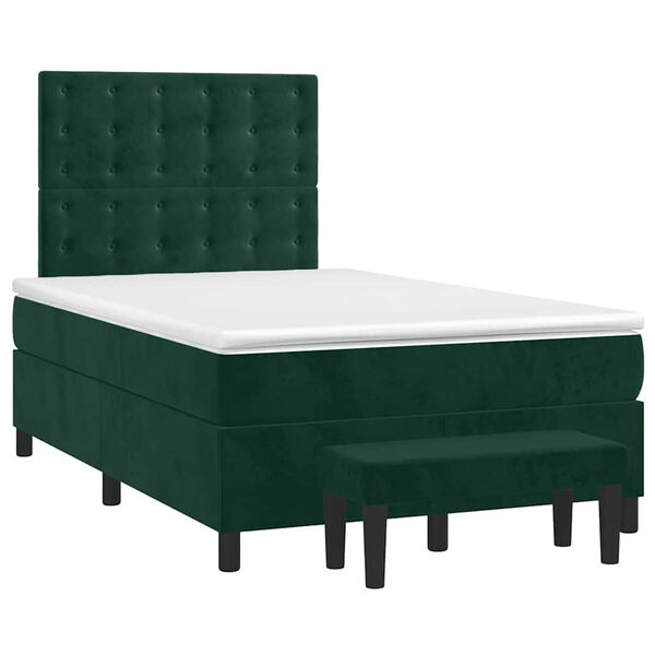 vidaXL Sommier &agrave; lattes de lit et matelas Vert fonc&eacute; 120x200cm Velours