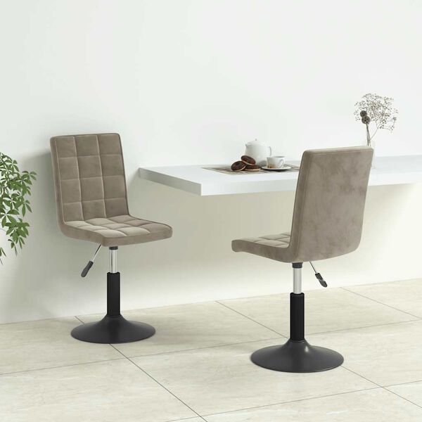 vidaXL Chaises pivotantes &agrave; manger lot de 2 gris clair velours
