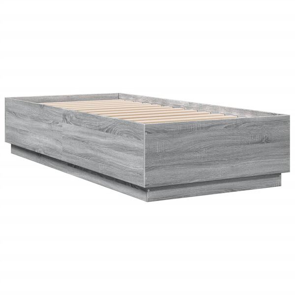 vidaXL Cadre de lit avec LED sans matelas sonoma gris 90x200 cm