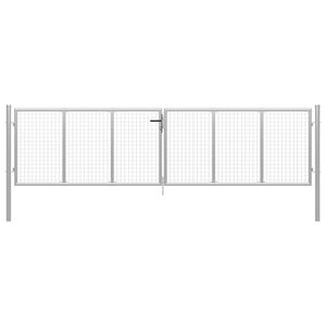 vidaXL Portail de jardin en acier galvanis&eacute; 400 x 100 cm argent&eacute;