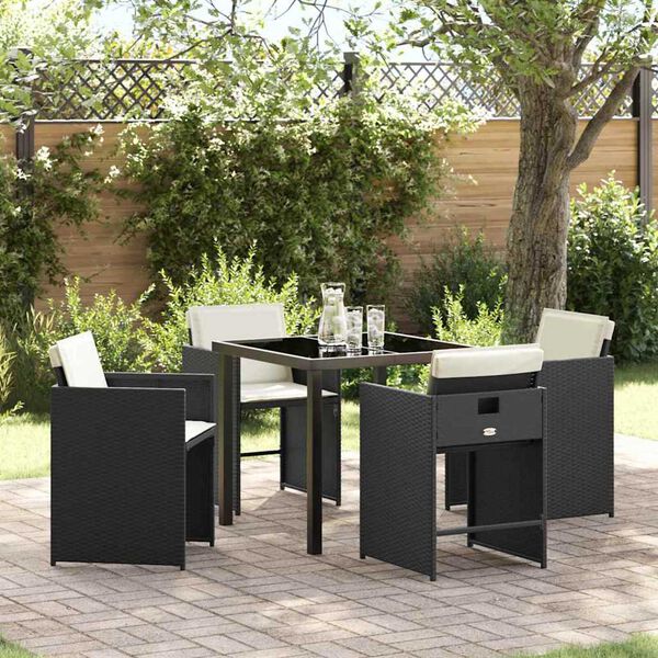 vidaXL Ensemble de salle &agrave; manger pour jardin 5 pcs Noir polyrotin