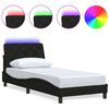 vidaXL Cadre de lit avec LED sans matelas noir 90x200 cm tissu