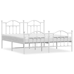 vidaXL Cadre de lit m&eacute;tal sans matelas et pied de lit blanc 183x213 cm