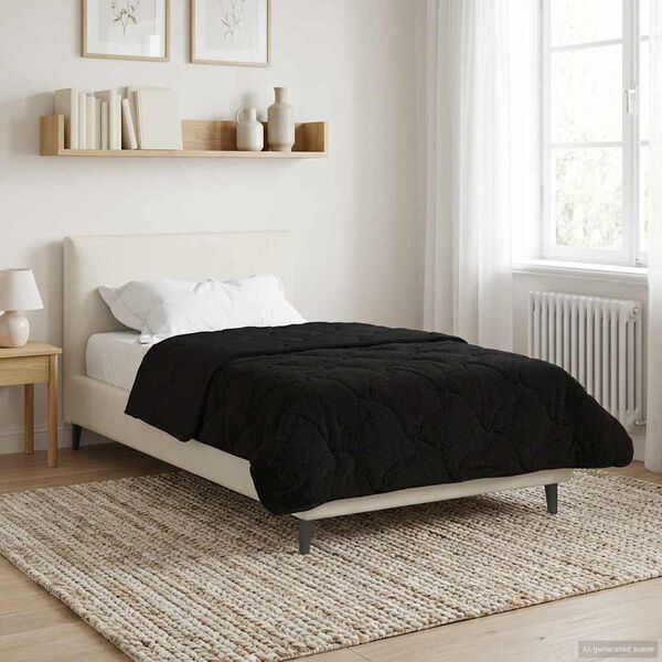 vidaXL Duvet d'&eacute;t&eacute; simple Matelass&eacute; Noir 140 x 200 cm