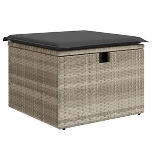 vidaXL Tabouret de jardin coussin gris clair 55x55x37cm r&eacute;sine tress&eacute;e