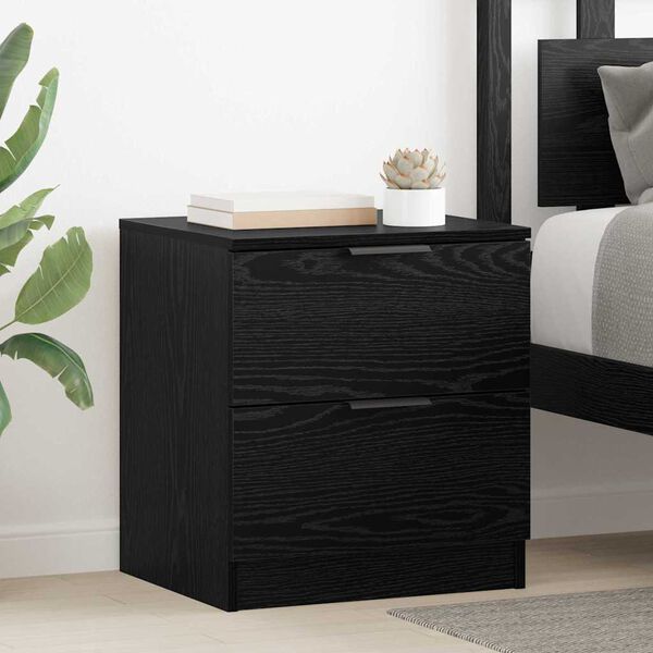 vidaXL Cabinet de chevet avec tiroir 2 pcs Ch&ecirc;ne noir 45 x 39 x 50cm