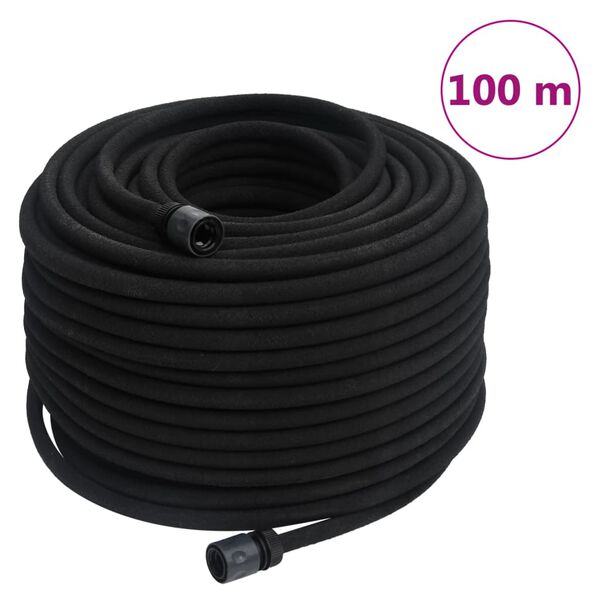 vidaXL Tuyau d'arrosage de jardin noir 0,6" 100 m caoutchouc