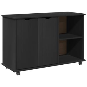 vidaXL Cabinet roulant Noir 100 x 39 x 65,5 cm Bois de Pin Massif