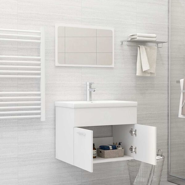 vidaXL Ensemble de meubles salle de bain 2 pcs Blanc Bois d'ingénierie