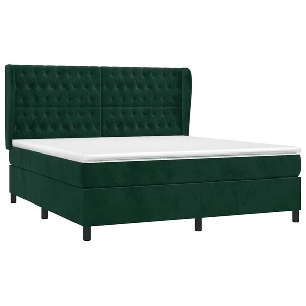 vidaXL Sommier &agrave; lattes de lit et matelas Vert fonc&eacute; 180x200cm Velours