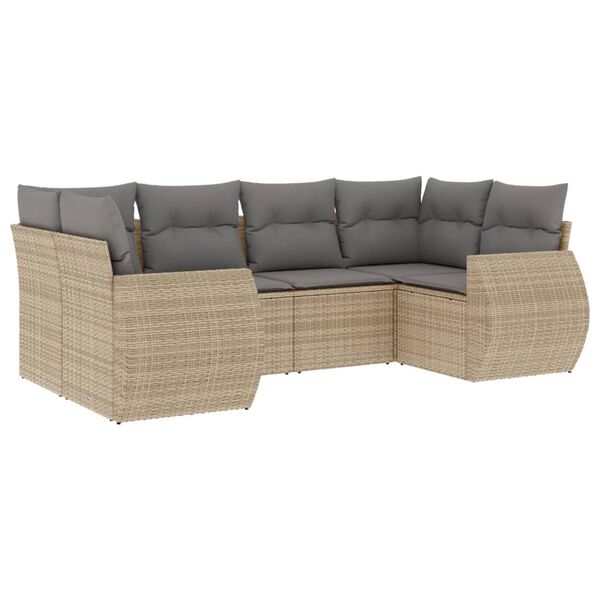 vidaXL Salon de jardin avec coussins 6 pcs beige r&eacute;sine tress&eacute;e