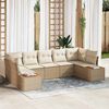 vidaXL Ensemble de canap&eacute; de jardin avec coussin 7 pcs Beige polyrotin