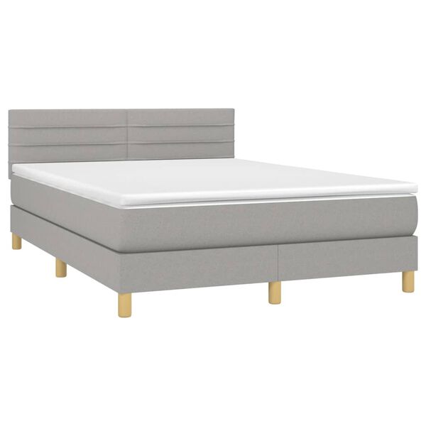 vidaXL Sommier &agrave; lattes de lit et matelas et LED Gris clair 140x200 cm