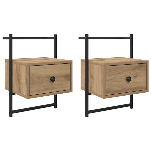 vidaXL Cabinet de chevet 2 pcs Ch&ecirc;ne artisanal 35 x 30 x 51 cm