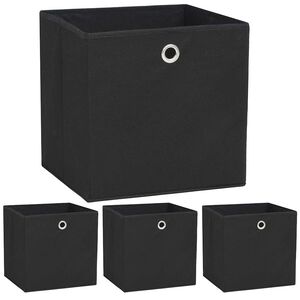 vidaXL Bo&icirc;te de rangement 4 pcs Tissu non-tiss&eacute; 32x32x32 cm Noir