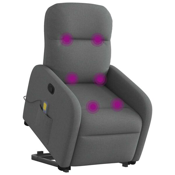 vidaXL Fauteuil de massage inclinable Gris fonc&eacute; Tissu