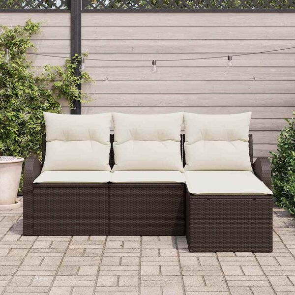 vidaXL Ensemble de canap&eacute; de jardin Marron polyrotin