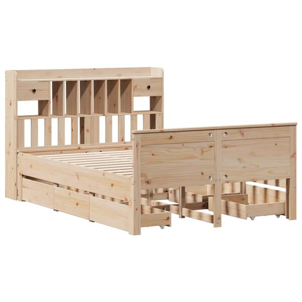 vidaXL Lit biblioth&egrave;que sans matelas 140x190 cm bois de pin massif