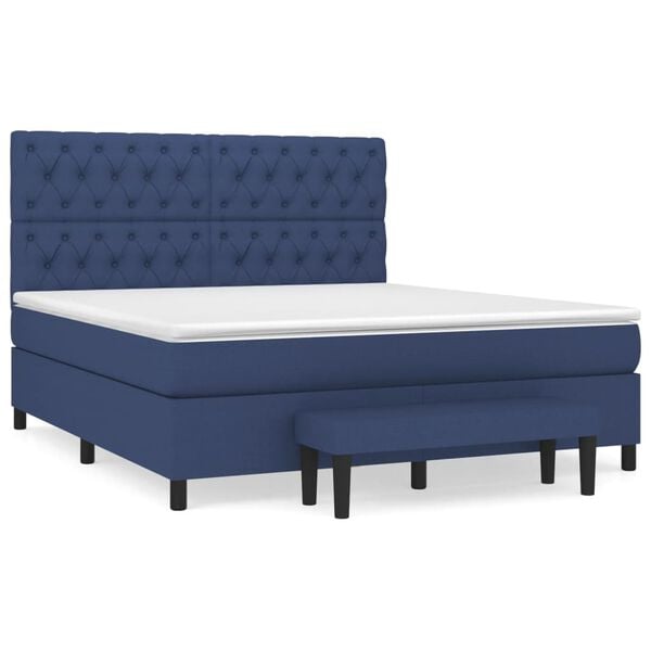 vidaXL Sommier &agrave; lattes de lit avec matelas Bleu 160x200 cm Tissu