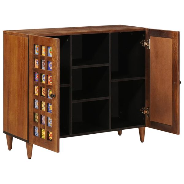 vidaXL Buffet avec porte Noyer 90 x 33,5 x 75 cm Bois de mangue massif