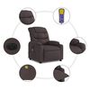 vidaXL Fauteuil de massage inclinable électrique Marron foncé Tissu