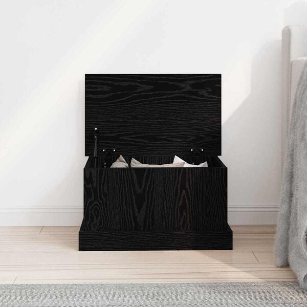 vidaXL Bo&icirc;te de Rangement Ch&ecirc;ne noir 50 x 30 x 28 cm Bois d'ing&eacute;nierie